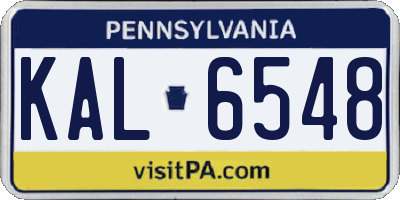 PA license plate KAL6548
