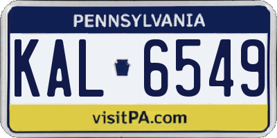 PA license plate KAL6549