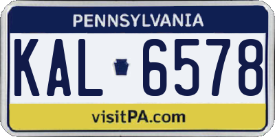 PA license plate KAL6578