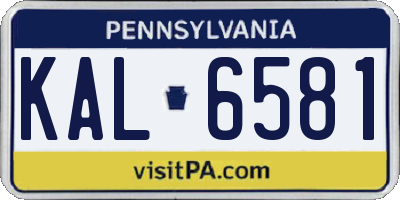 PA license plate KAL6581