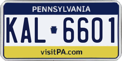 PA license plate KAL6601