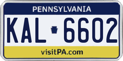 PA license plate KAL6602