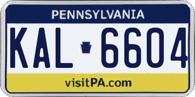 PA license plate KAL6604