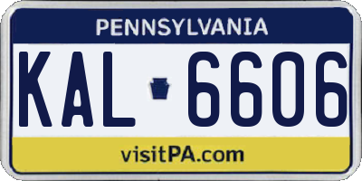 PA license plate KAL6606