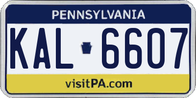 PA license plate KAL6607