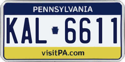 PA license plate KAL6611