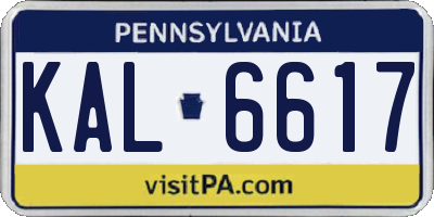 PA license plate KAL6617
