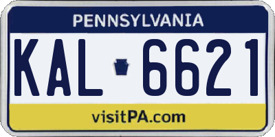 PA license plate KAL6621