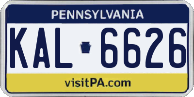 PA license plate KAL6626