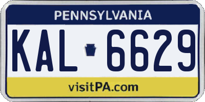 PA license plate KAL6629