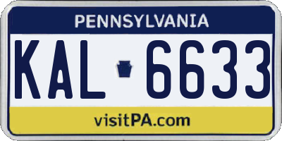 PA license plate KAL6633