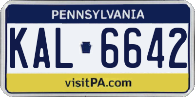 PA license plate KAL6642