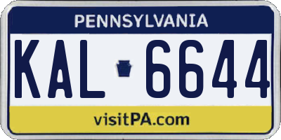 PA license plate KAL6644