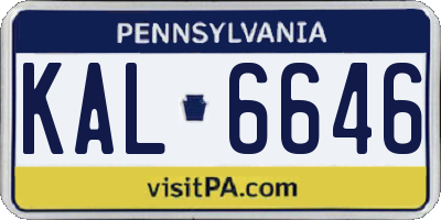 PA license plate KAL6646