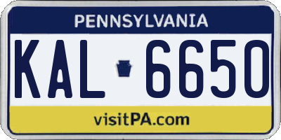 PA license plate KAL6650