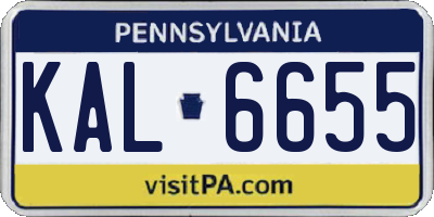 PA license plate KAL6655