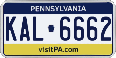 PA license plate KAL6662
