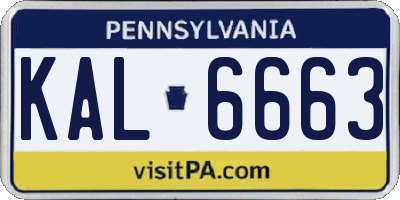 PA license plate KAL6663