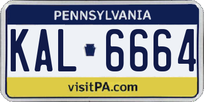 PA license plate KAL6664