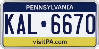 PA license plate KAL6670