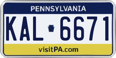 PA license plate KAL6671