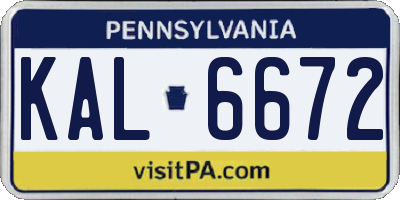 PA license plate KAL6672