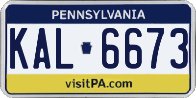 PA license plate KAL6673