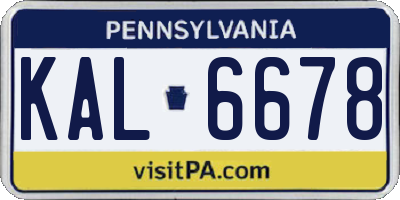 PA license plate KAL6678