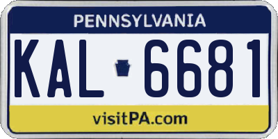 PA license plate KAL6681
