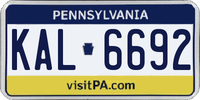 PA license plate KAL6692