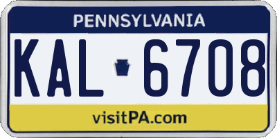 PA license plate KAL6708