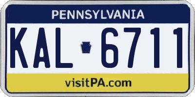 PA license plate KAL6711