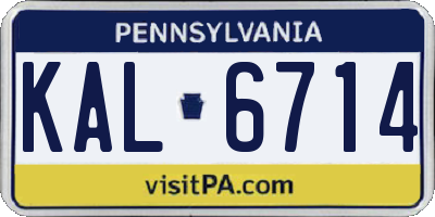 PA license plate KAL6714