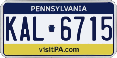 PA license plate KAL6715