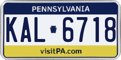 PA license plate KAL6718