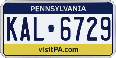 PA license plate KAL6729