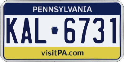 PA license plate KAL6731