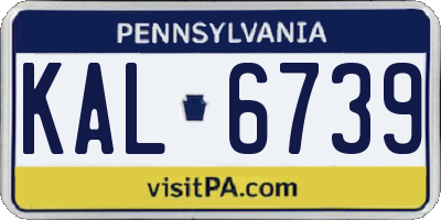 PA license plate KAL6739