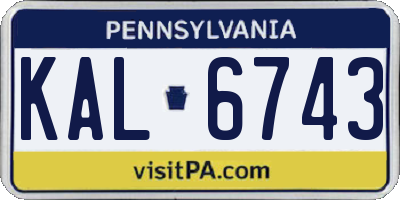 PA license plate KAL6743