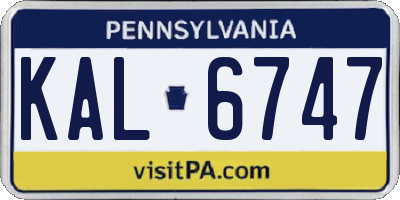 PA license plate KAL6747
