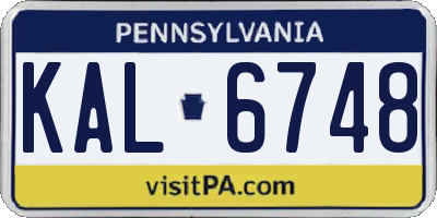 PA license plate KAL6748