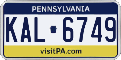 PA license plate KAL6749