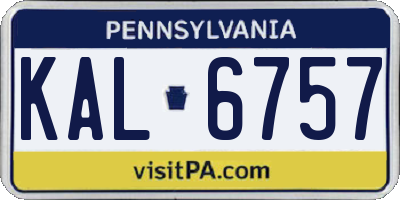 PA license plate KAL6757