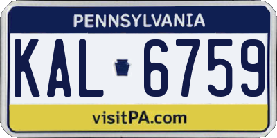 PA license plate KAL6759