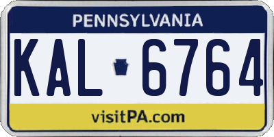 PA license plate KAL6764