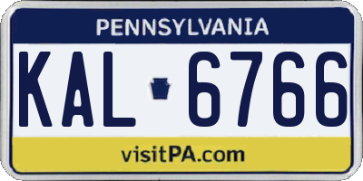 PA license plate KAL6766