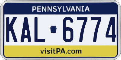 PA license plate KAL6774