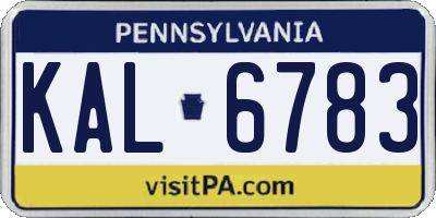 PA license plate KAL6783
