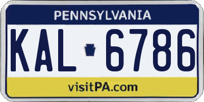 PA license plate KAL6786