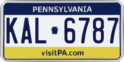 PA license plate KAL6787